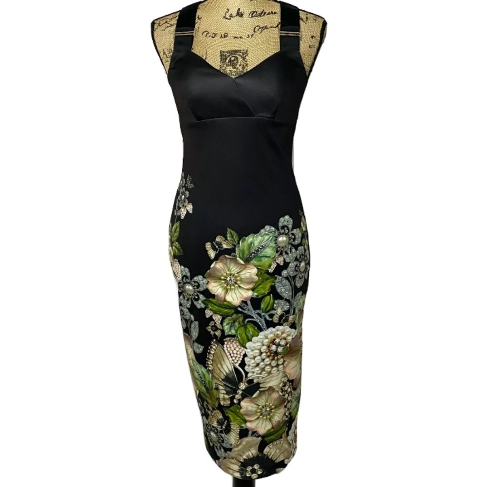 Ted Baker Black Ivory Floral Buckle Strap Dress